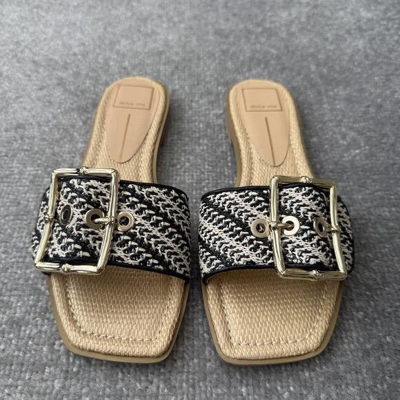 Dolce Vita Shoes Womens Size 7 Raffia Buckle Slide Sandals Flats Ilexa Summer - Picture 2 of 7